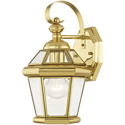 Livex Lighting Georgetown Collection 1 Light PB Outdoor Wall Lantern in Polished Brass 2061-02