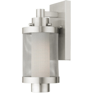 Livex Lighting Nottingham Collection 1 Lt Brushed Nickel Wall Lantern  in Brushed Nickel 20681-91