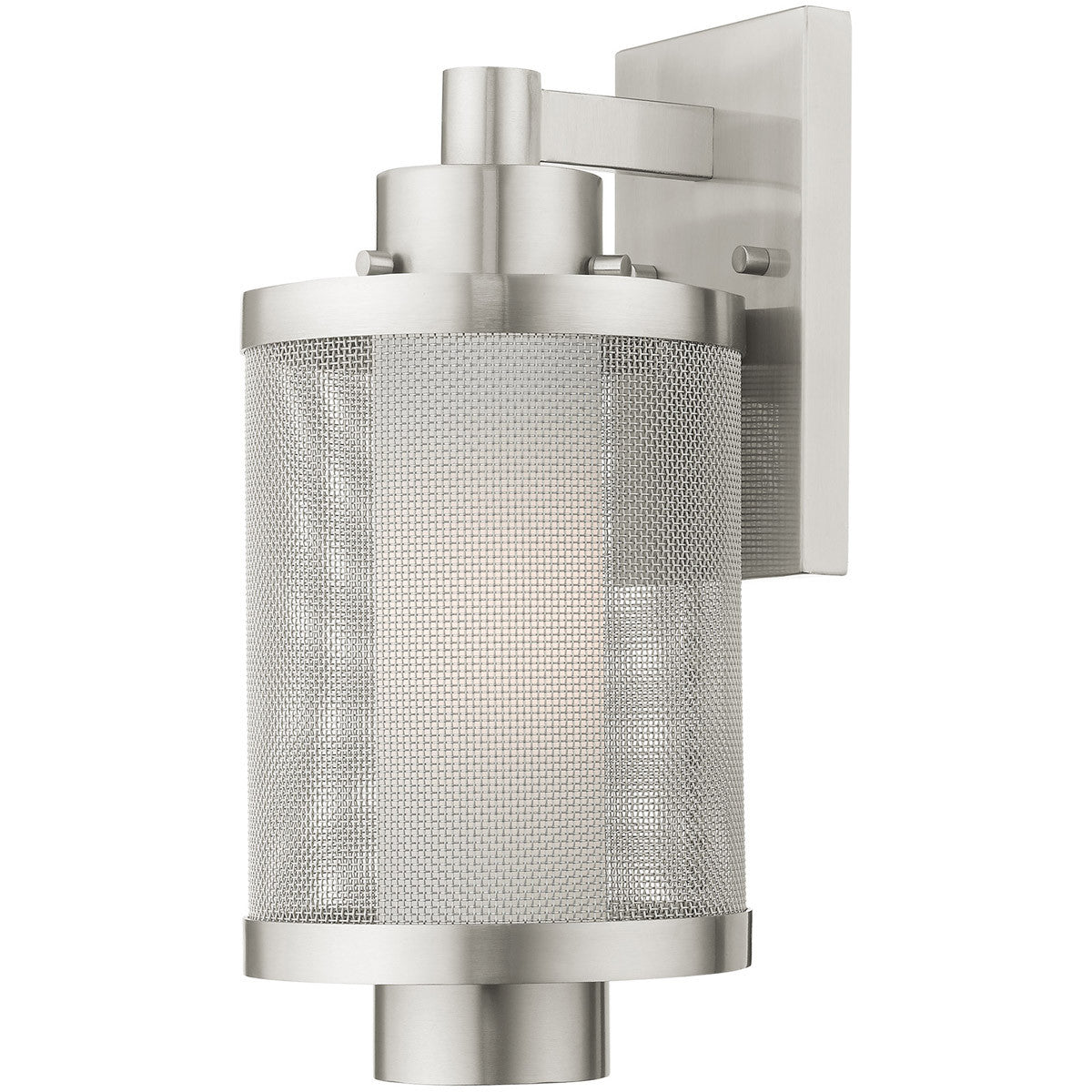 Livex Lighting Nottingham Collection 1 Lt Brushed Nickel Wall Lantern  in Brushed Nickel 20682-91