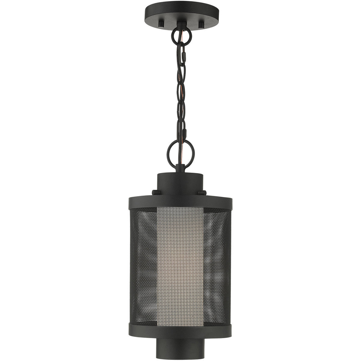 Livex Lighting Nottingham Collection 1 Lt Textured Black Pendant  in Textured Black 20685-14