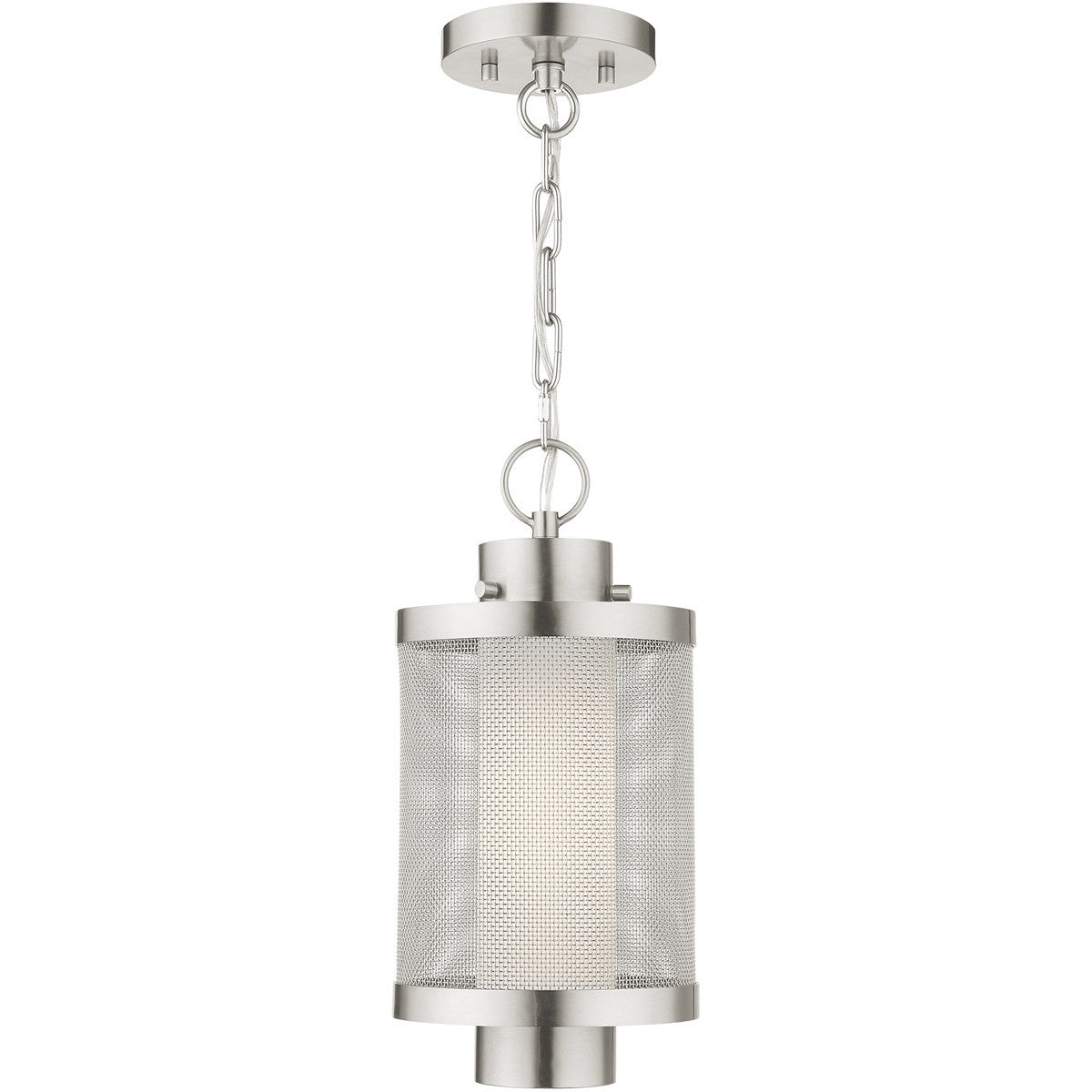 Livex Lighting Nottingham Collection 1 Lt Brushed Nickel Pendant in Brushed Nickel 20685-91