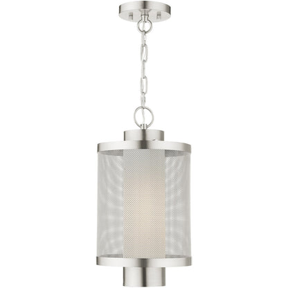 Livex Lighting Nottingham Collection 1 Lt Brushed Nickel Pendant in Brushed Nickel 20687-91