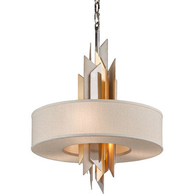 Corbett Lighting Modernist Pendant in Pol Ss W Silver/Gold Leaf 207-44-SS/WSL/GL