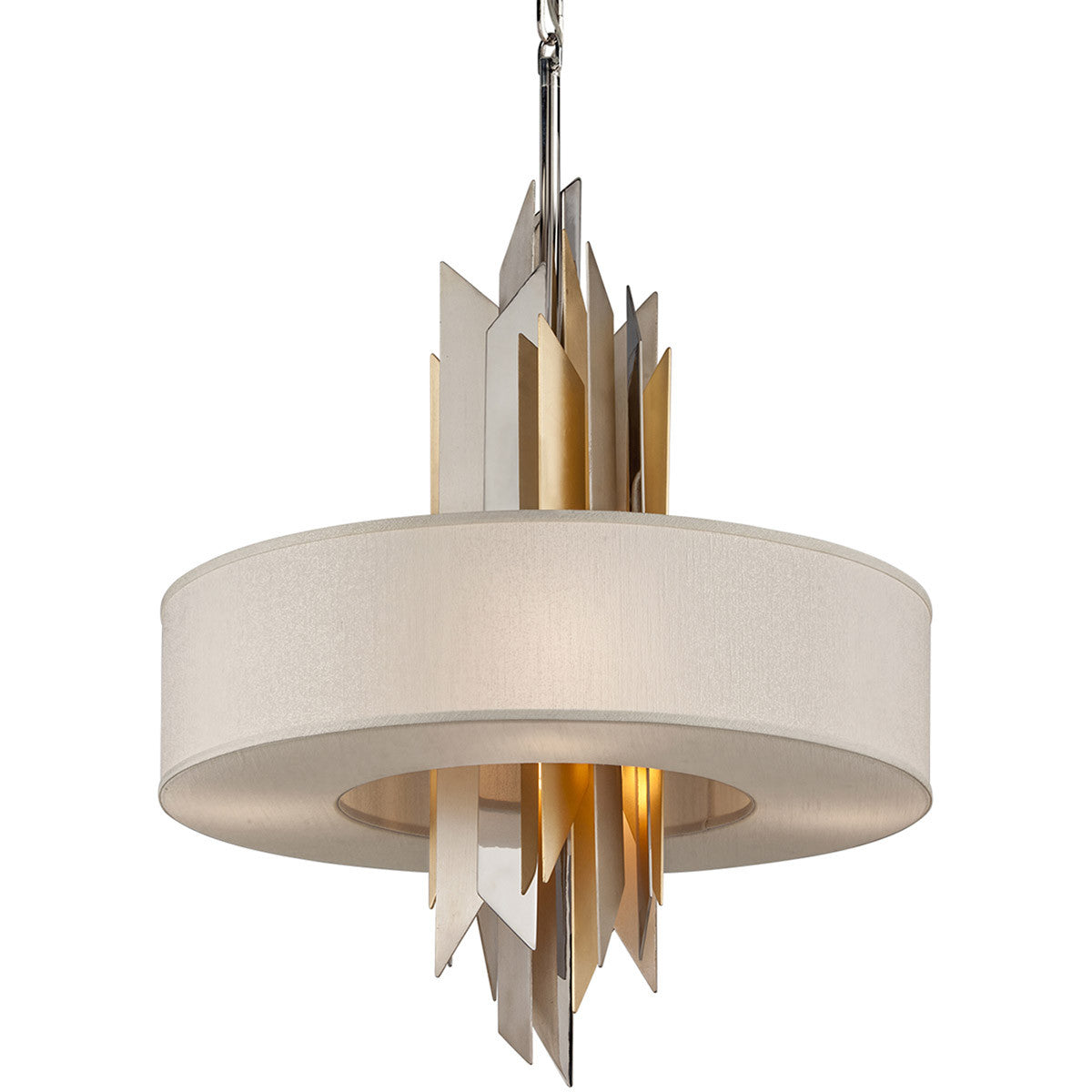 Corbett Lighting Modernist Pendant in Pol Ss W Silver/Gold Leaf 207-46