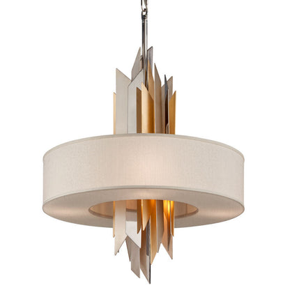 Corbett Lighting Modernist Pendant in Pol Ss W Silver/Gold Leaf 207-46