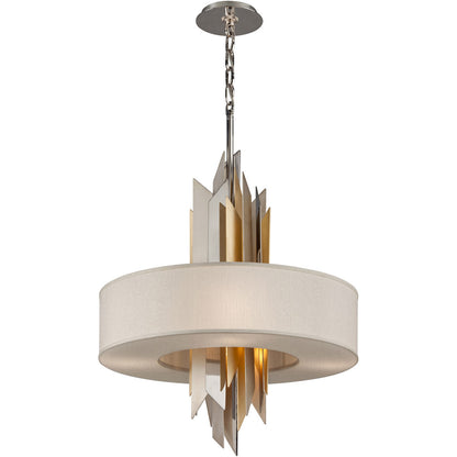 Corbett Lighting Modernist Pendant in Pol Ss W Silver/Gold Leaf 207-46