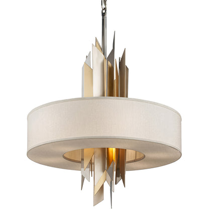 Corbett Lighting Modernist Pendant in Pol Ss W Silver/Gold Leaf 207-48