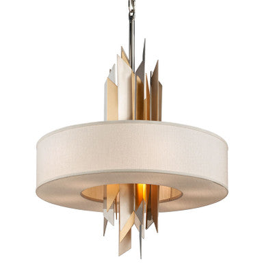 Corbett Lighting Modernist Pendant in Pol Ss W Silver/Gold Leaf 207-48