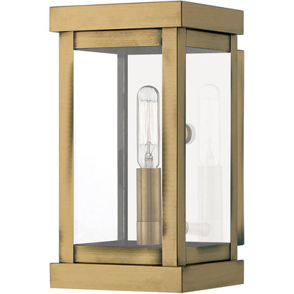 Livex Lighting Hopewell Collection 1 Lt AB Outdoor Wall Lantern in Antique Brass 20701-01