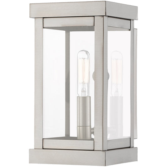 Livex Lighting Hopewell Collection 1 Lt BN Outdoor Wall Lantern in Brushed Nickel 20701-91