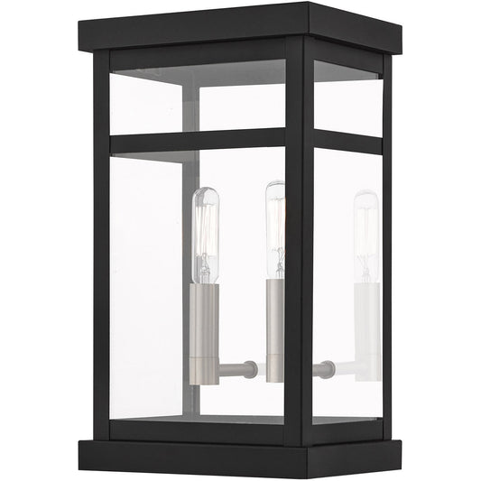 Livex Lighting Hopewell Collection 2 Lt BK Outdoor Wall Lantern in Black 20702-04