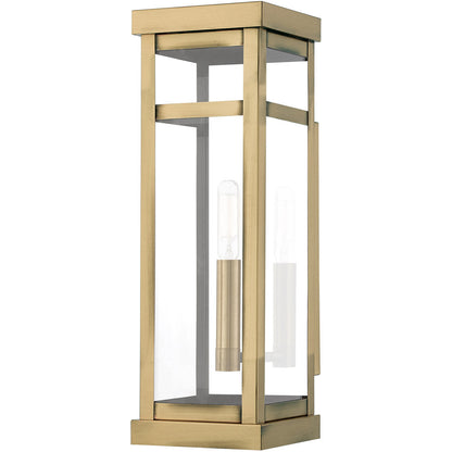 Livex Lighting Hopewell Collection 1 Lt AB Outdoor Wall Lantern in Antique Brass 20703-01