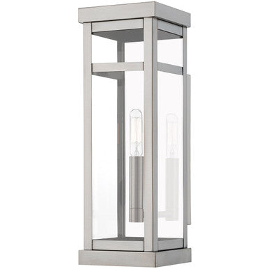 Livex Lighting Hopewell Collection 1 Lt BN Outdoor Wall Lantern in Brushed Nickel 20703-91