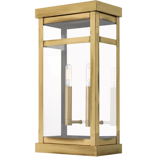 Livex Lighting Hopewell Collection 2 Lt AB Outdoor Wall Lantern in Antique Brass 20704-01