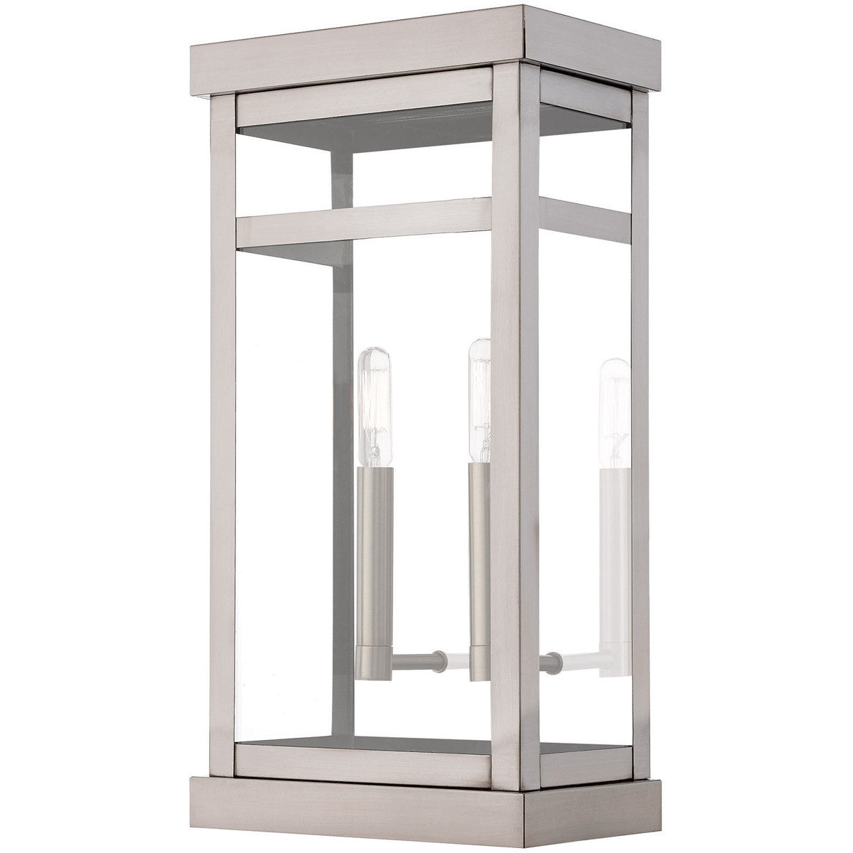 Livex Lighting Hopewell Collection 2 Lt BN Outdoor Wall Lantern in Brushed Nickel 20704-91