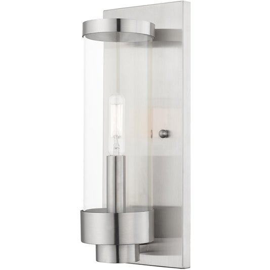 Livex Lighting Hillcrest Collection 1 Lt Brushed Nickel Outdoor ADA Wall Lantern in Brushed Nickel 20721-91