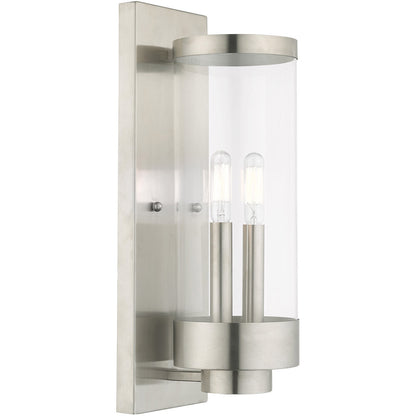 Livex Lighting Hillcrest Collection 2 Lt Brushed Nickel Outdoor Wall Lantern in Brushed Nickel 20722-91