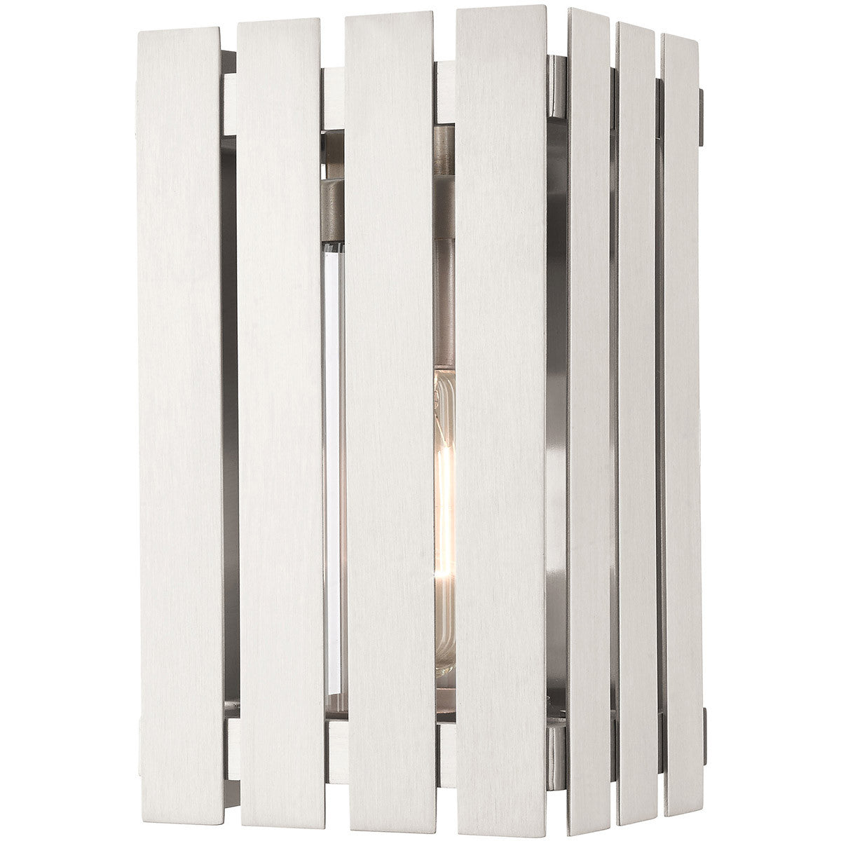 Livex Lighting Greenwich Collection 1 Lt Brushed Nickel Outdoor Wall Lantern in Brushed Nickel 20751-91