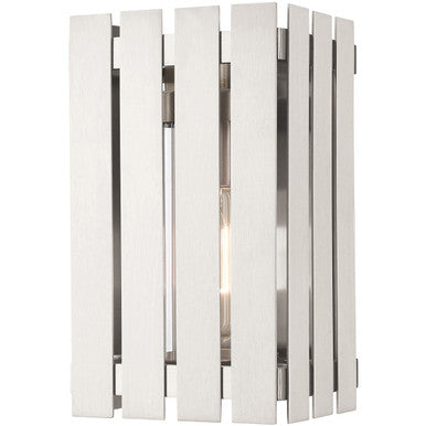 Livex Lighting Greenwich Collection 1 Lt Brushed Nickel Outdoor Wall Lantern in Brushed Nickel 20751-91