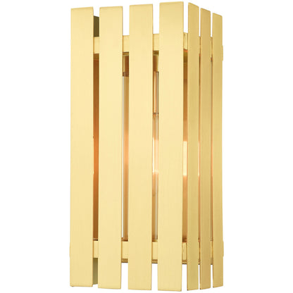 Livex Lighting Greenwich Collection 1 Lt Satin Brass Outdoor Wall Lantern in Satin Brass 20752-12