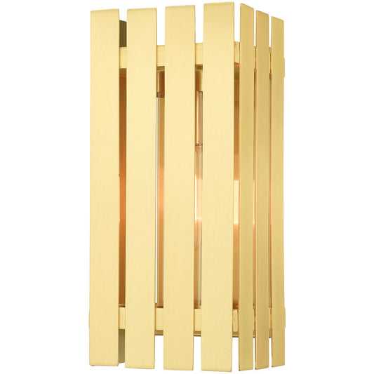 Livex Lighting Greenwich Collection 1 Lt Satin Brass Outdoor Wall Lantern in Satin Brass 20752-12