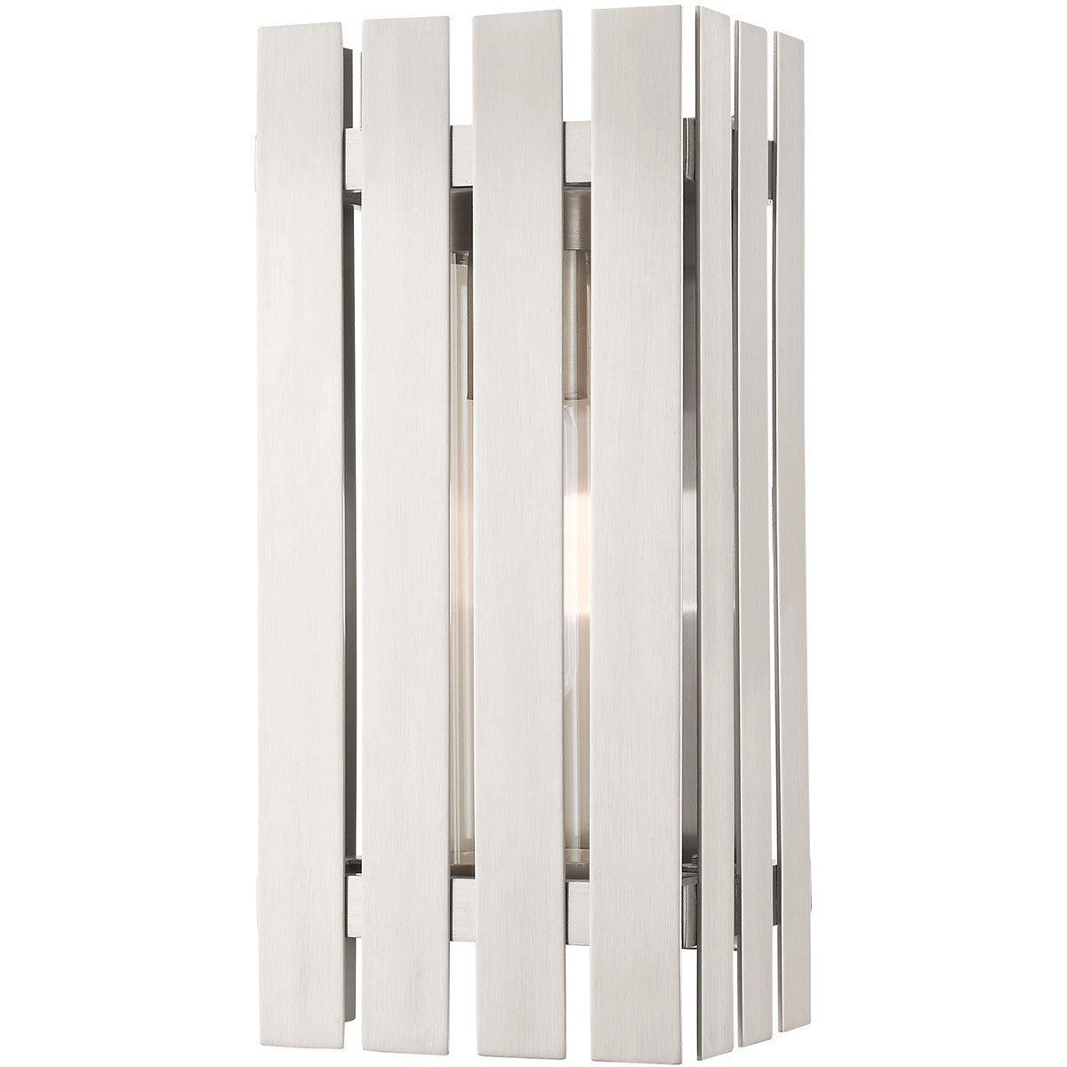 Livex Lighting Greenwich Collection 1 Lt Brushed Nickel Outdoor Wall Lantern in Brushed Nickel 20752-91