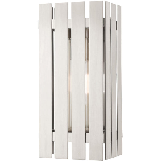 Livex Lighting Greenwich Collection 1 Lt Brushed Nickel Outdoor Wall Lantern in Brushed Nickel 20752-91