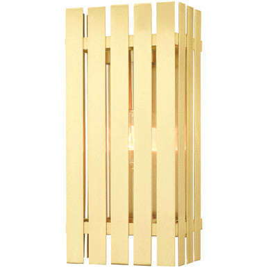 Livex Lighting Greenwich Collection 1 Lt Satin Brass Outdoor Wall Lantern in Satin Brass 20753-12