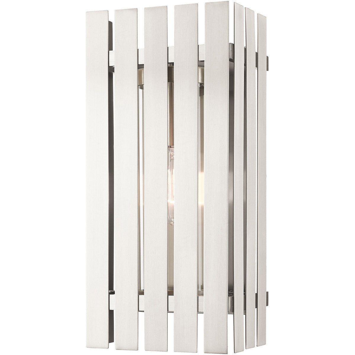 Livex Lighting Greenwich Collection 1 Lt Brushed Nickel Outdoor Wall Lantern in Brushed Nickel 20753-91