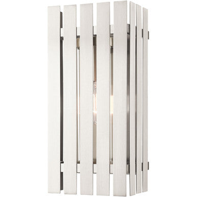 Livex Lighting Greenwich Collection 1 Lt Brushed Nickel Outdoor Wall Lantern in Brushed Nickel 20753-91