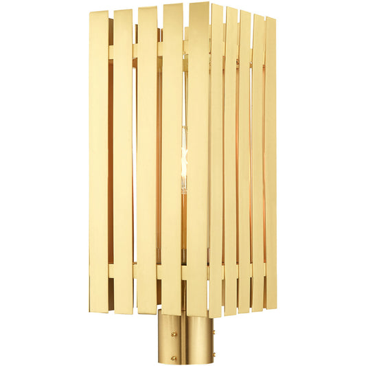 Livex Lighting Greenwich Collection 1 Lt Satin Brass Outdoor Post Top Lantern in Satin Brass 20756-12