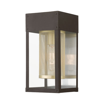 Livex Lighting Franklin Collection  1 Light Bronze with Soft Gold Candle and Brushed Nickel Stainless Steel Reflector Outdoor Wall Lantern in Bronze with Soft Gold Candle and Brushed Nickel Stainless Steel Reflector 20761-07