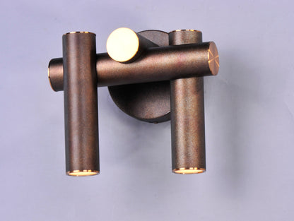 Maxim Tubular 2-Light LED Wall Sconce in Bronze Fusion / Antique Brass 20822BZFAB