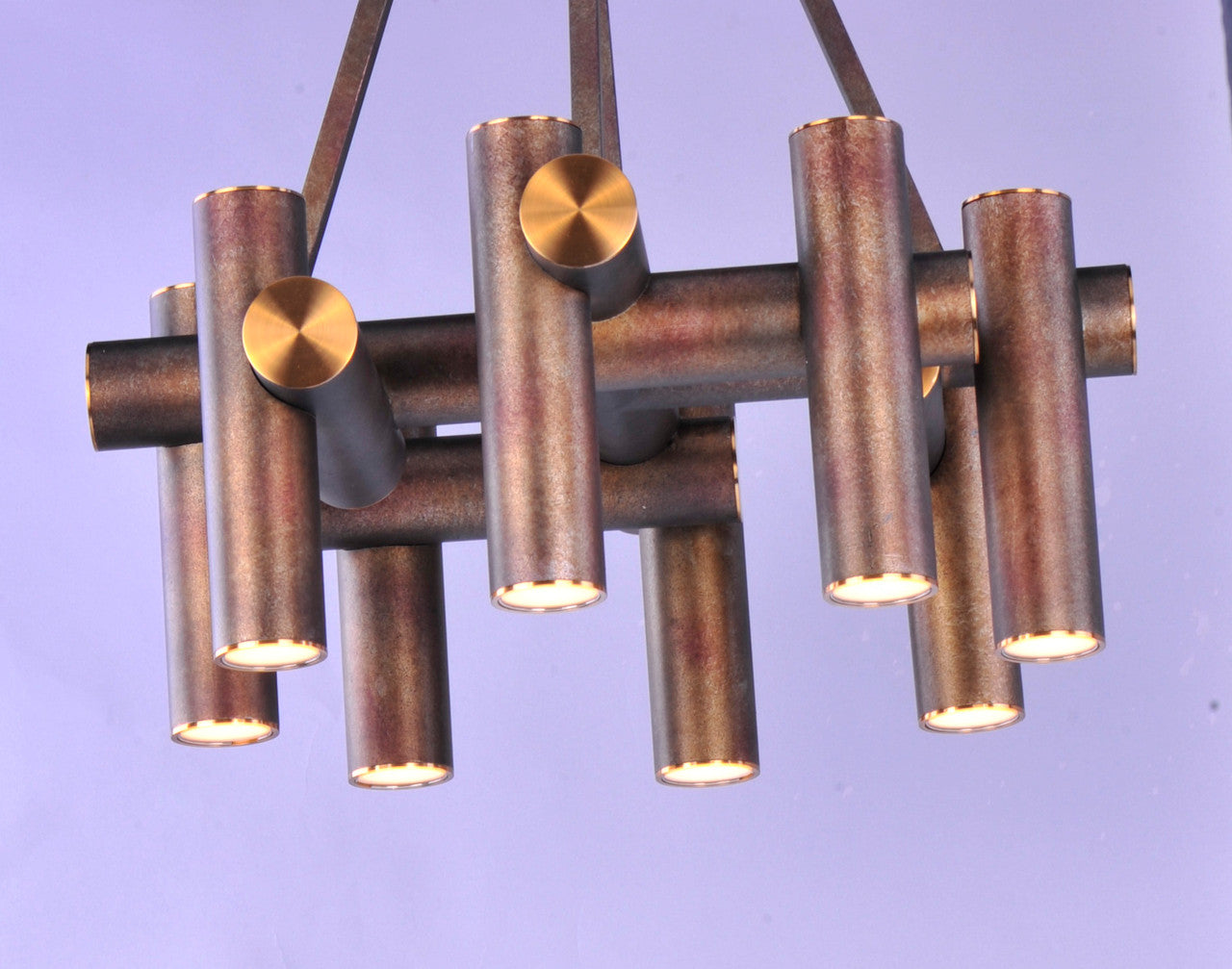 Maxim Tubular 9-Light LED Pendant in Bronze Fusion / Antique Brass 20826BZFAB