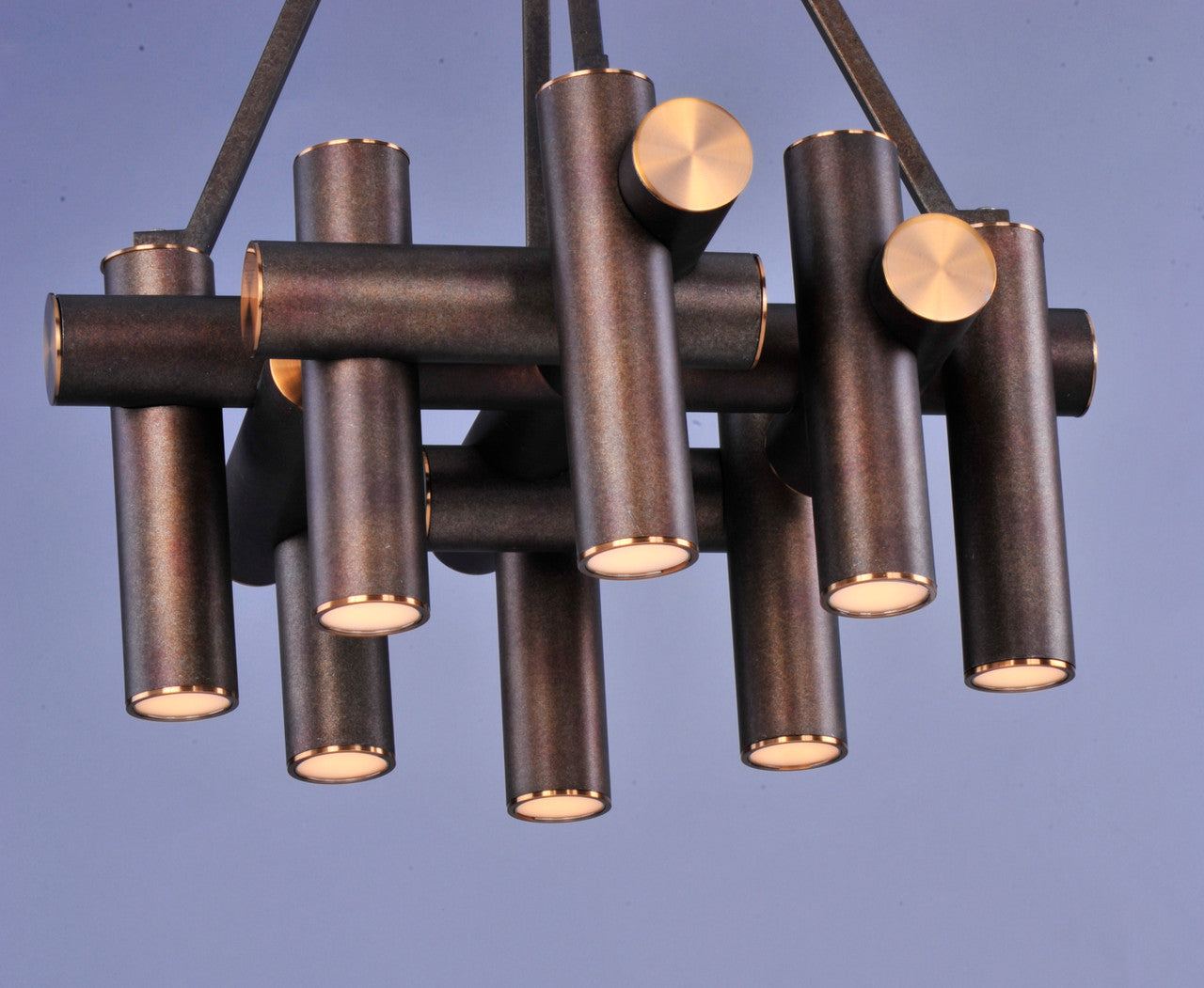 Maxim Tubular 9-Light LED Pendant in Bronze Fusion / Antique Brass 20826BZFAB