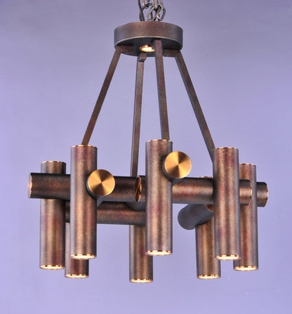 Maxim Tubular 9-Light LED Pendant in Bronze Fusion / Antique Brass 20826BZFAB