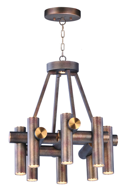 Maxim Tubular 9-Light LED Pendant in Bronze Fusion / Antique Brass 20826BZFAB