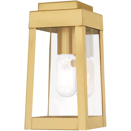 Livex Lighting Oslo Collection 1 Lt Satin Brass Outdoor Wall Lantern in Satin Brass 20851-12