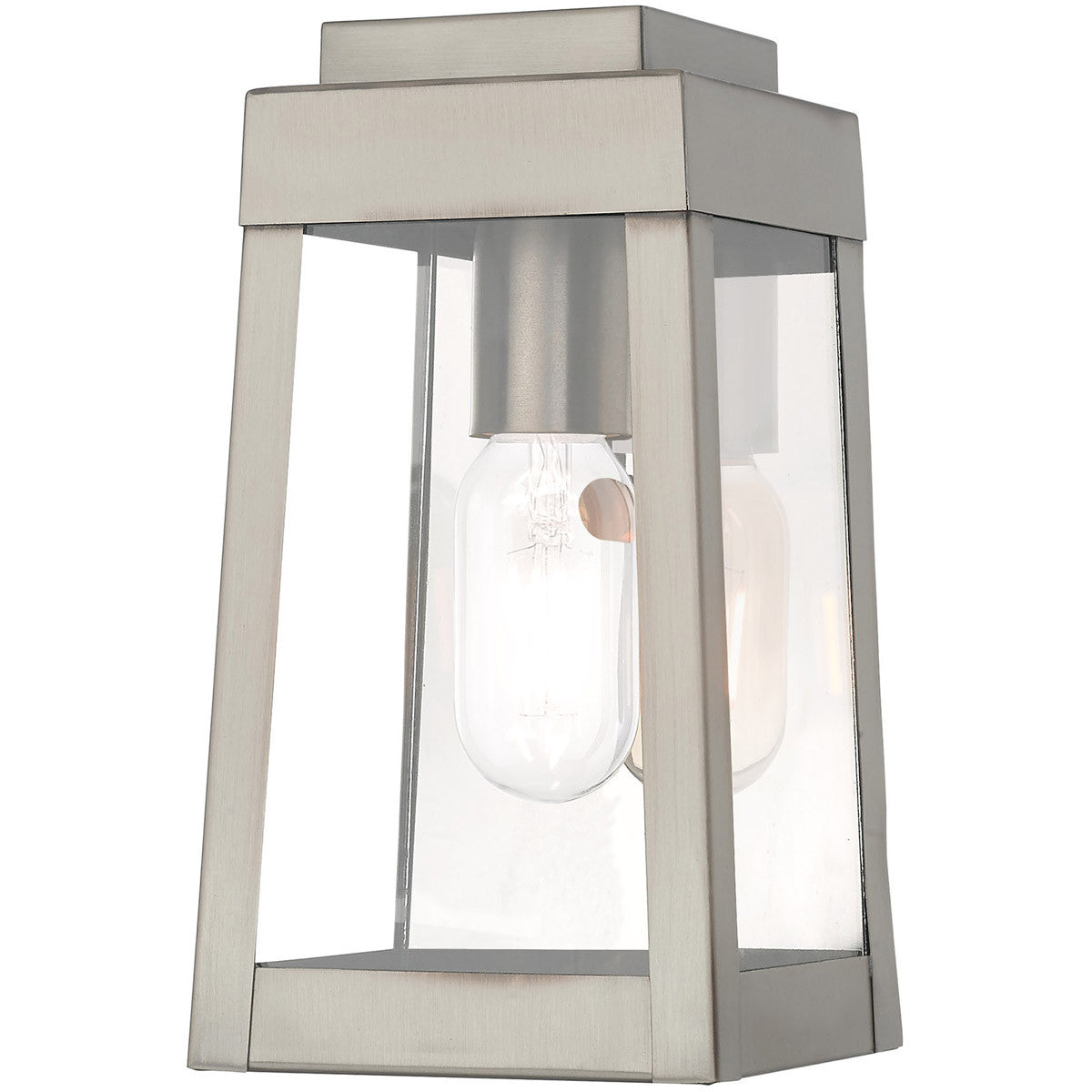 Livex Lighting Oslo Collection 1 Lt Brushed Nickel Outdoor Wall Lantern in Brushed Nickel 20851-91