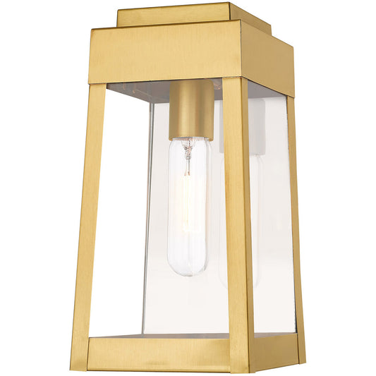 Livex Lighting Oslo Collection 1 Lt Satin Brass Outdoor Wall Lantern in Satin Brass 20852-12