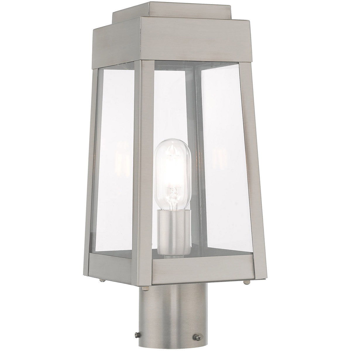 Livex Lighting Oslo Collection 1 Lt Brushed Nickel Outdoor Post Top Lantern in Brushed Nickel 20853-91