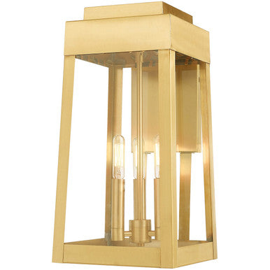 Livex Lighting Oslo Collection 3 Lt Satin Brass Outdoor Wall Lantern in Satin Brass 20855-12