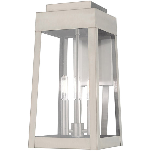 Livex Lighting Oslo Collection 3 Lt Brushed Nickel Outdoor Wall Lantern in Brushed Nickel 20855-91