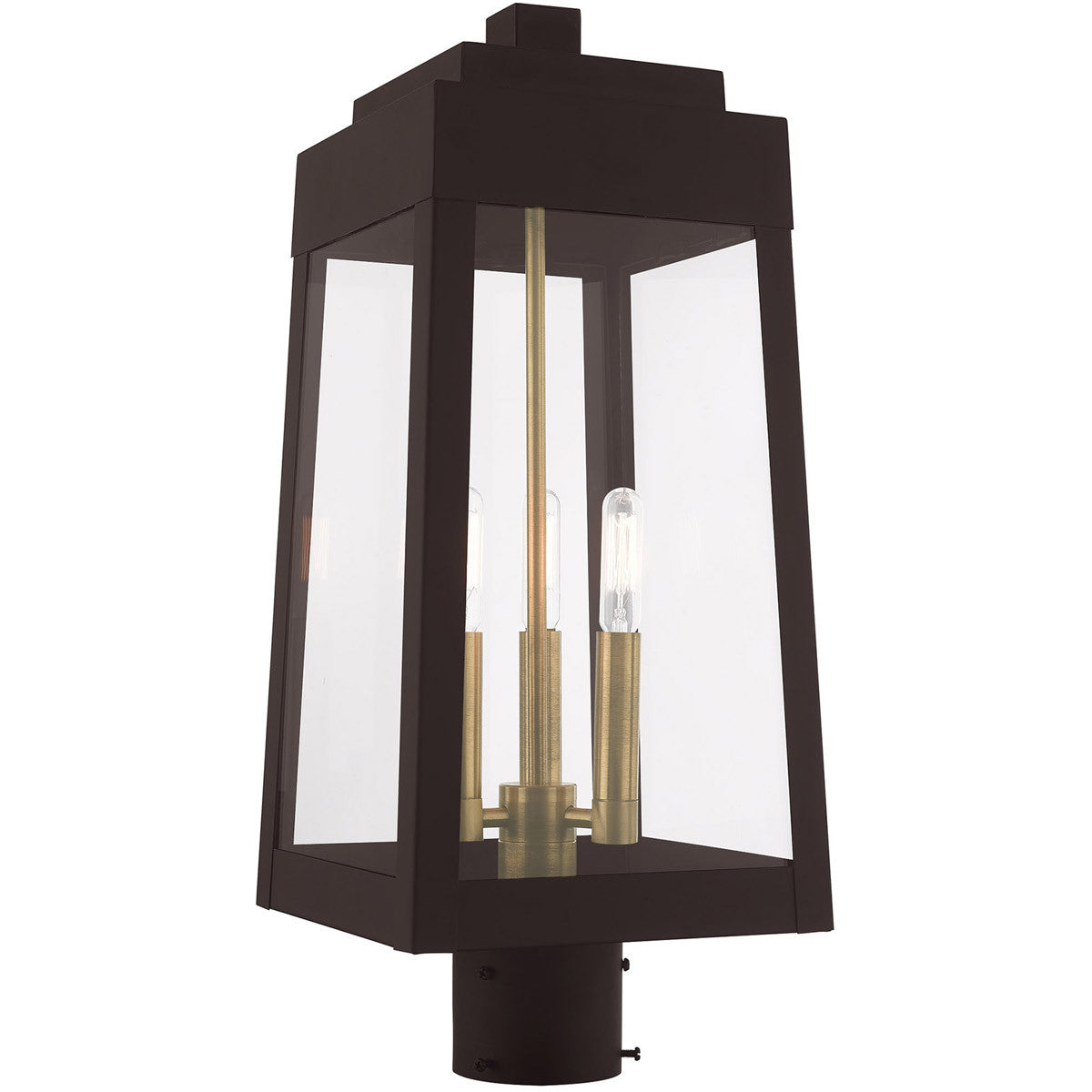 Livex Lighting Oslo Collection 3 Lt Bronze Outdoor Post Top Lantern in Bronze 20856-07