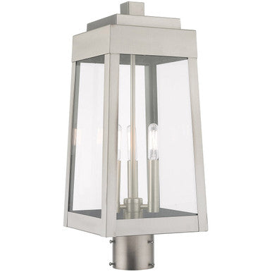 Livex Lighting Oslo Collection 3 Lt Brushed Nickel Outdoor Post Top Lantern in Brushed Nickel 20856-91