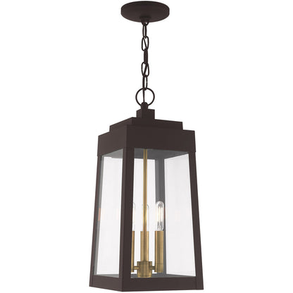 Livex Lighting Oslo Collection 3 Lt Bronze Outdoor Pendant Lantern in Bronze 20857-07