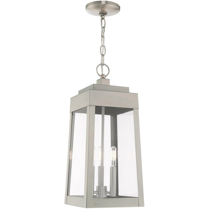 Livex Lighting Oslo Collection 3 Lt Brushed Nickel Outdoor Pendant Lantern in Brushed Nickel 20857-91