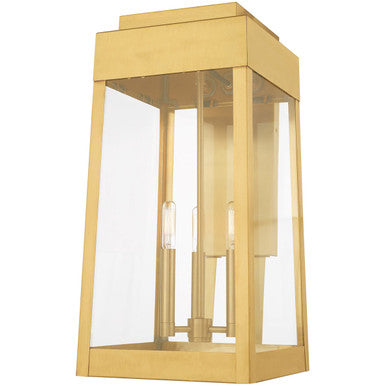 Livex Lighting Oslo Collection 3 Lt Satin Brass Outdoor Wall Lantern in Satin Brass 20858-12