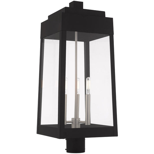 Livex Lighting Oslo Collection 3 Lt Black Outdoor Post Top Lantern in Black 20859-04