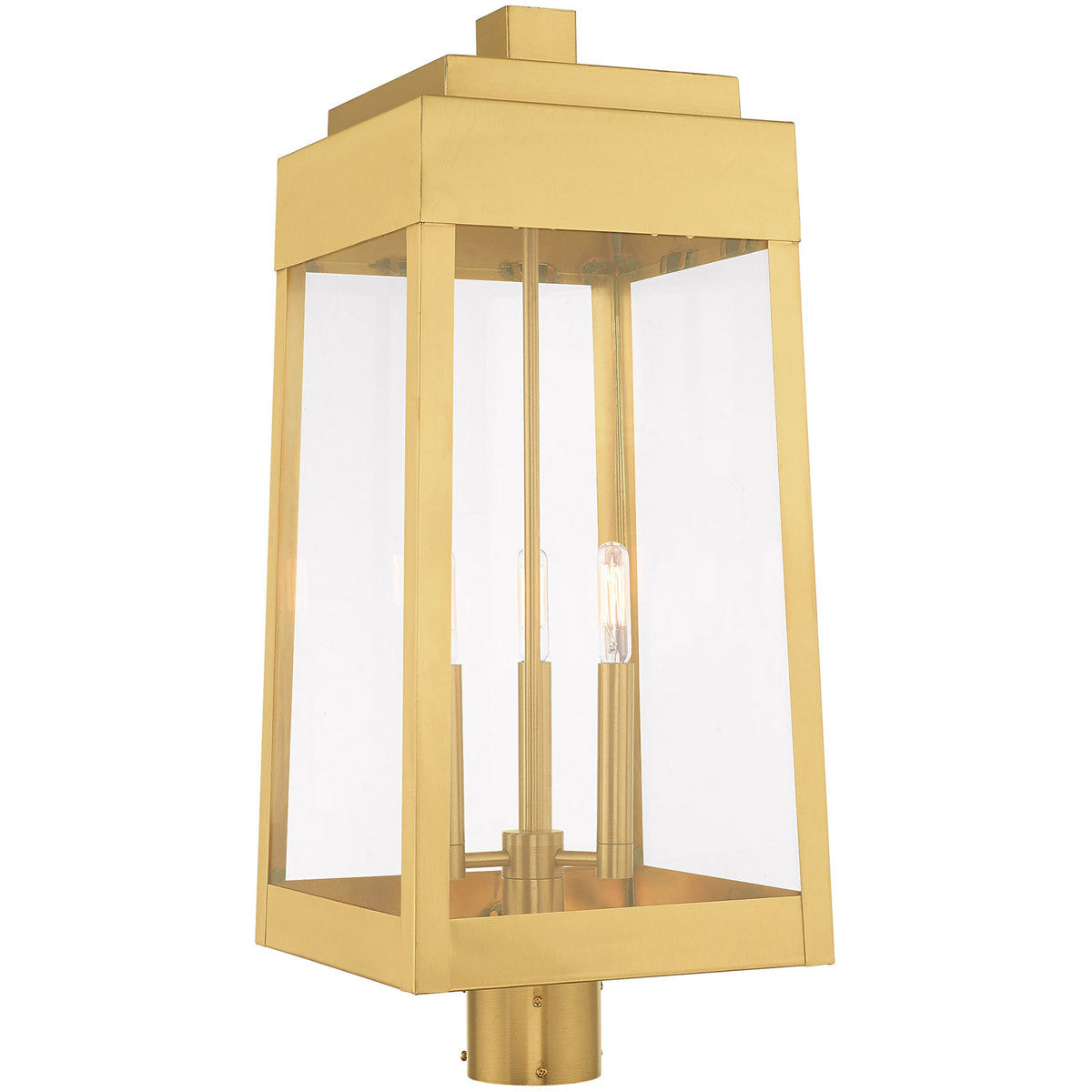 Livex Lighting Oslo Collection 3 Lt Satin Brass Outdoor Post Top Lantern in Satin Brass 20859-12